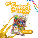 Assorted Candy Variety Pack 4lb - Bulk Candy Assortment Individually Wrapped Mixed Candy, Sweet & Sour Gummy Mix, Party Candy Bags for Piñata