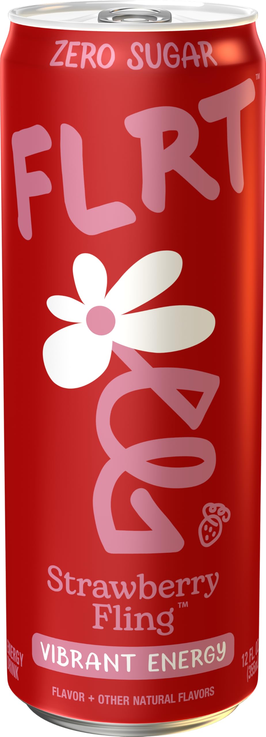 FLRT Energy, Strawberry Fling, Clean Energy, Energy Drink, 12 Fl Oz (Pack of 12)