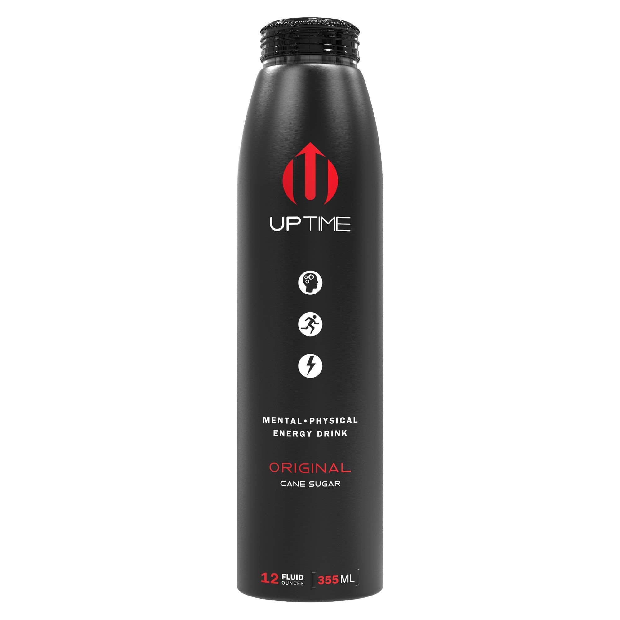UPTIME Original Citrus Cane Sugar Natural Caffeine, Sparkling, Natural Flavors 12 oz Bottles (24 Pack)