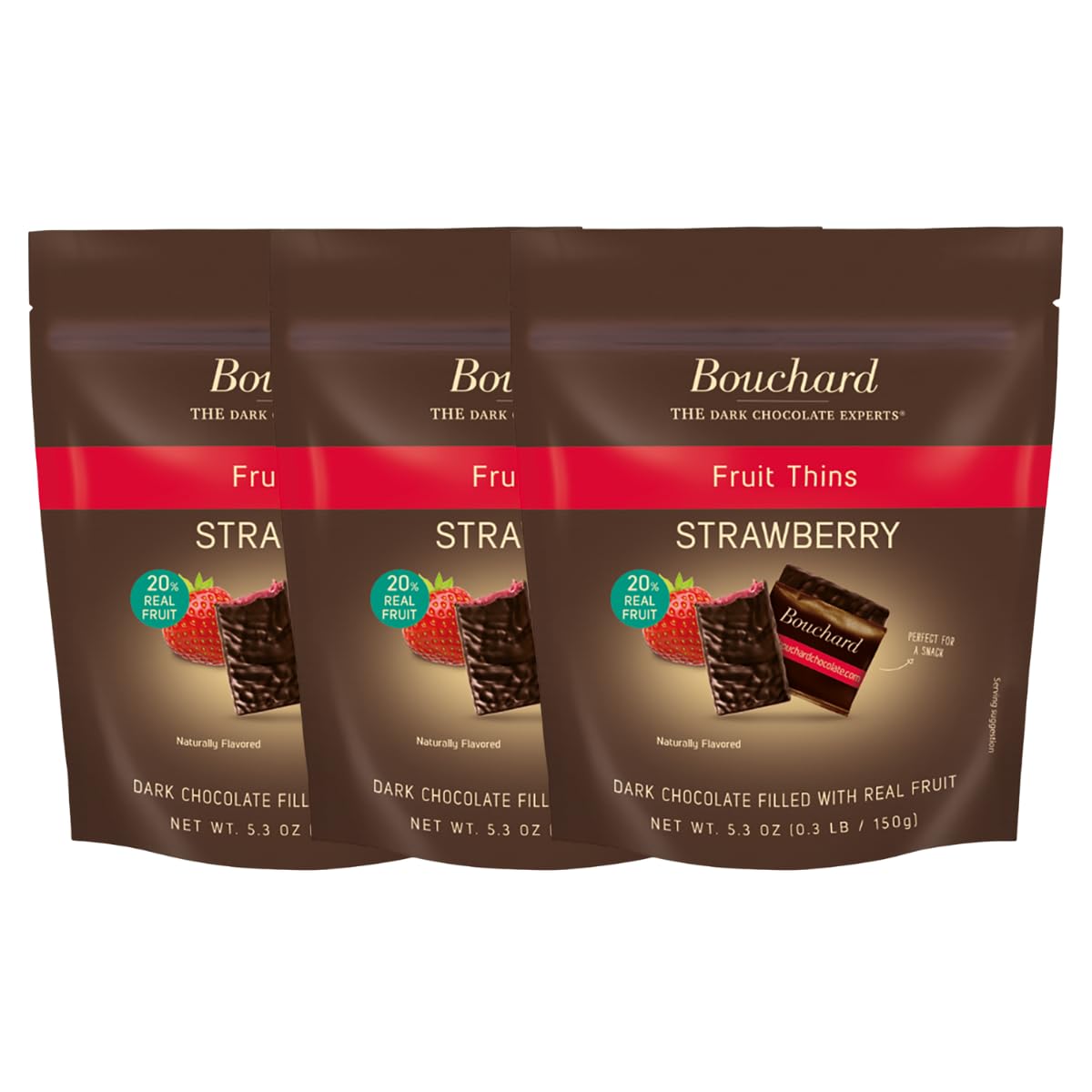 Bouchard Dark Chocolate Strawberry Thins - 5.3 OZ (150g) (Pack of 2)