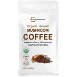 Micro Ingredients Organic 10 in 1 Ground Mushroom Coffee, 24 Ounce | Premium Arabica Coffee with Lion's Mane, Chaga, Reishi, & More | Smooth Medium