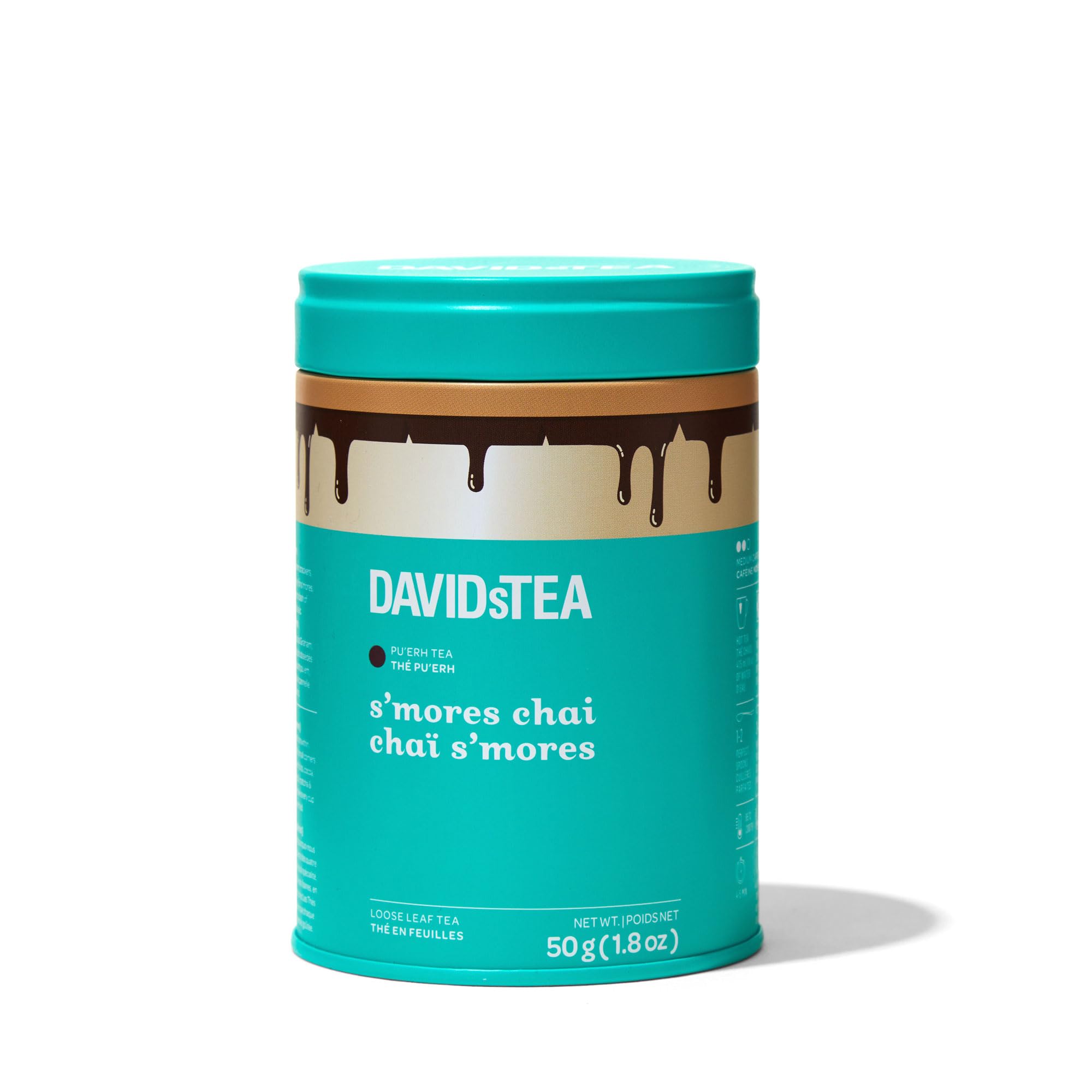DAVIDsTEA S’mores Chai Tea - Loose Leaf Tea - Dessert?Style Pu’erh Blend with Marshmallow, Chocolate & Cinnamon - 50g Iconic Tin - Cozy