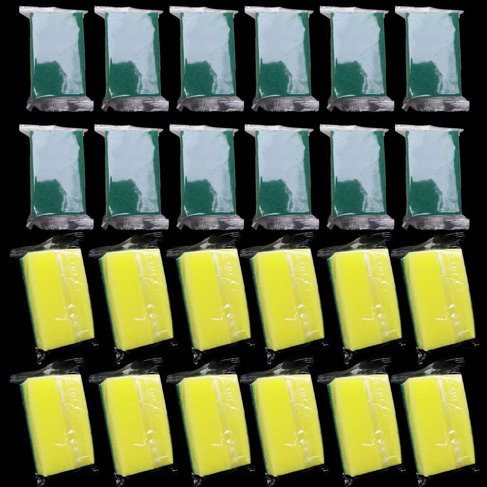 Sponge Individually Wrapped, 24 PCS Small Dishwashing Scouring Pads for Kitchen Sponge Wipes for Hotel Apartments