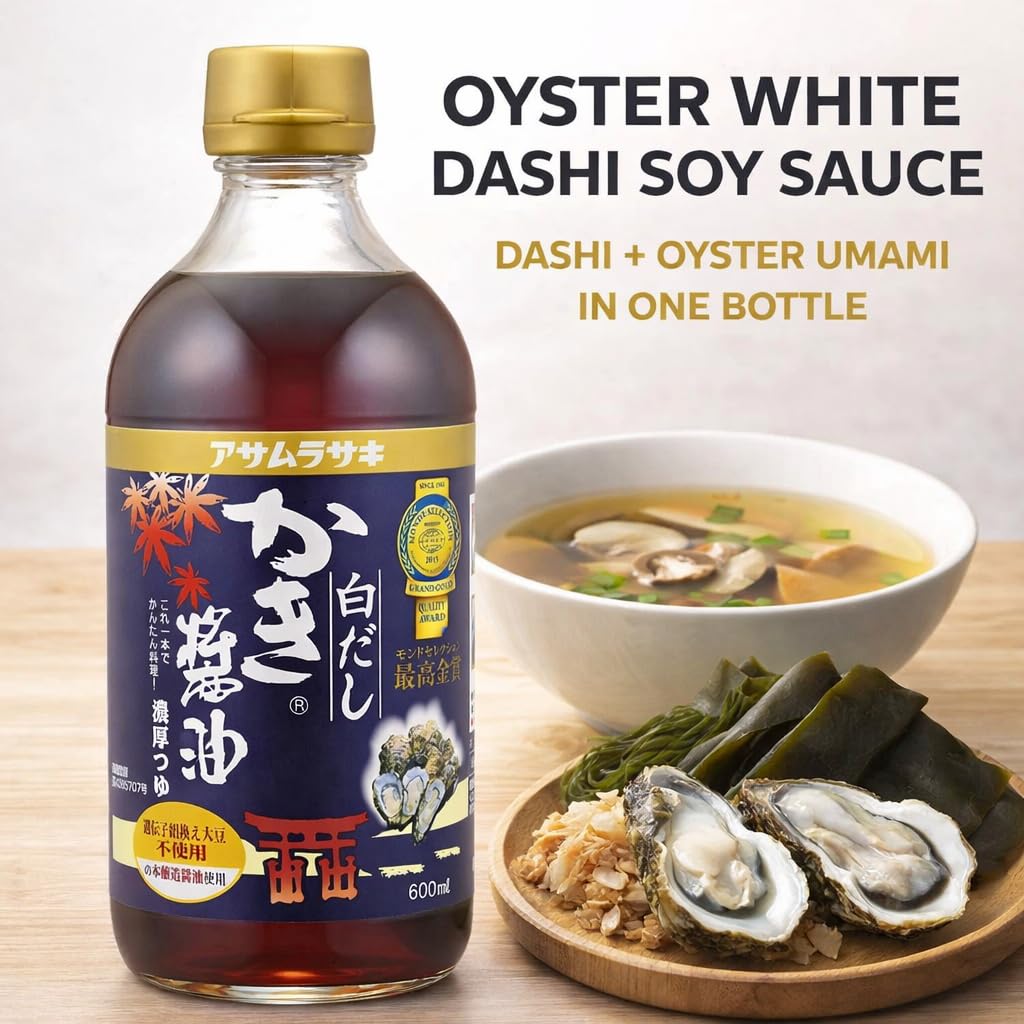 Asamurasaki SUPER UMAMI Oyster-Flavored Shirodashi (White Soy Sauce) Monde Selection Gold Award Winner, Seasoning for Soups, Noodles & Simmered Dishes