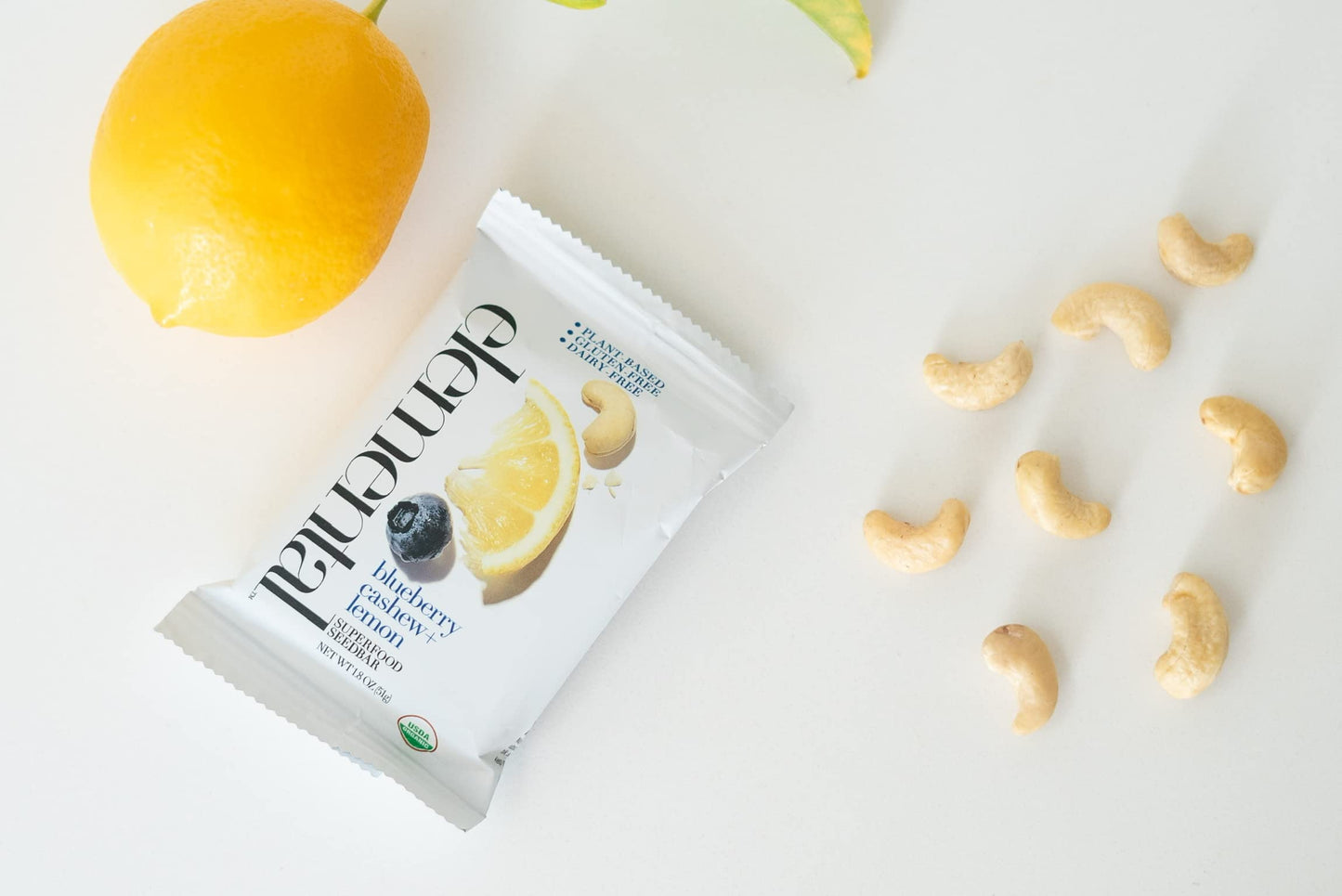 Elemental Superfood Seedbars, Blueberry Cashew Lemon, 1.8 Ounce - 12 Pack, 100% Certified Organic, Non-GMO Verified, Gluten Free, Dairy Free, Plant