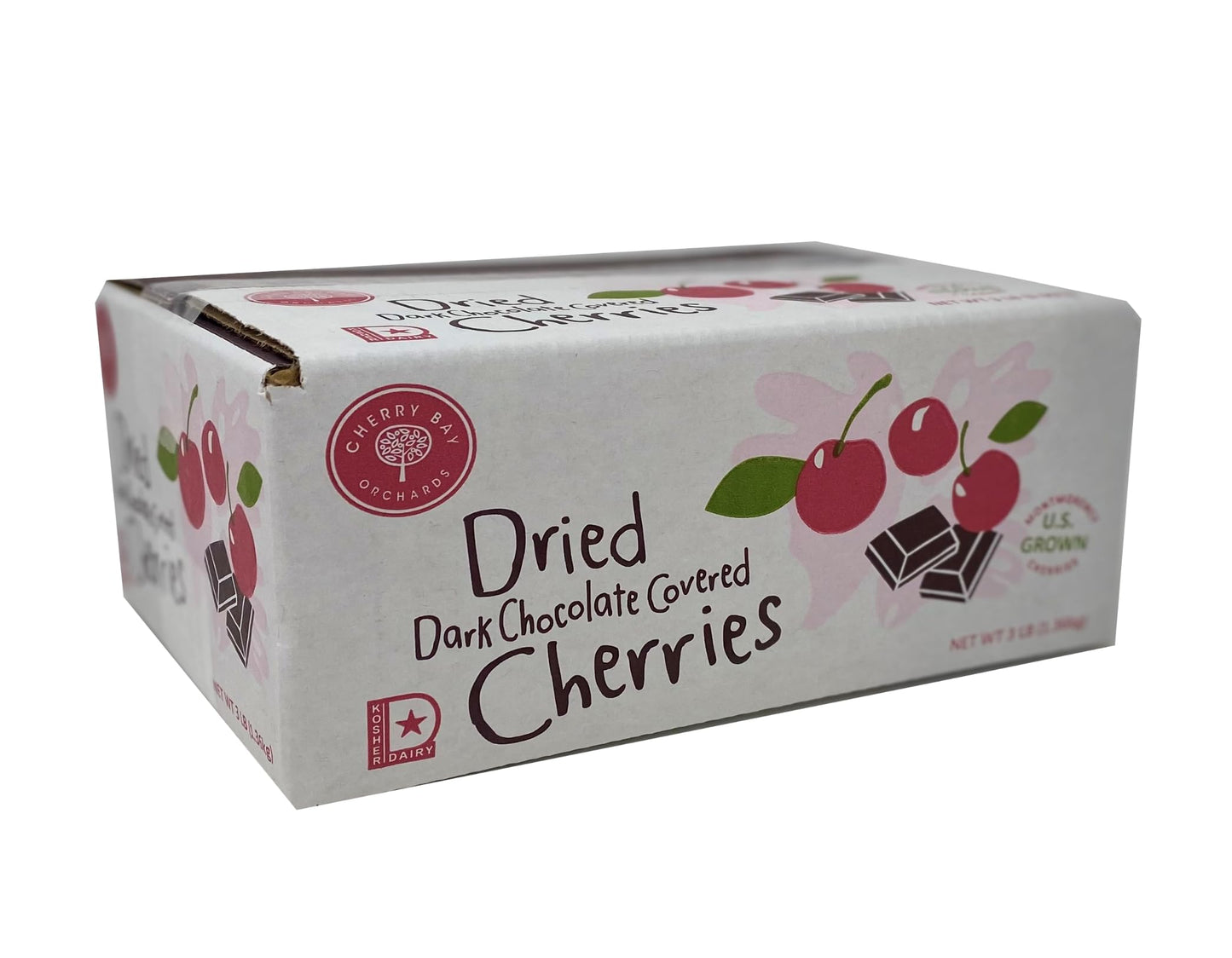 Cherry Bay Orchards Dark Chocolate Covered Cherries (3 lb Bulk Box) - Natural Dried Tart Montmorency Cherries - 100% Domestic, Grower Owned