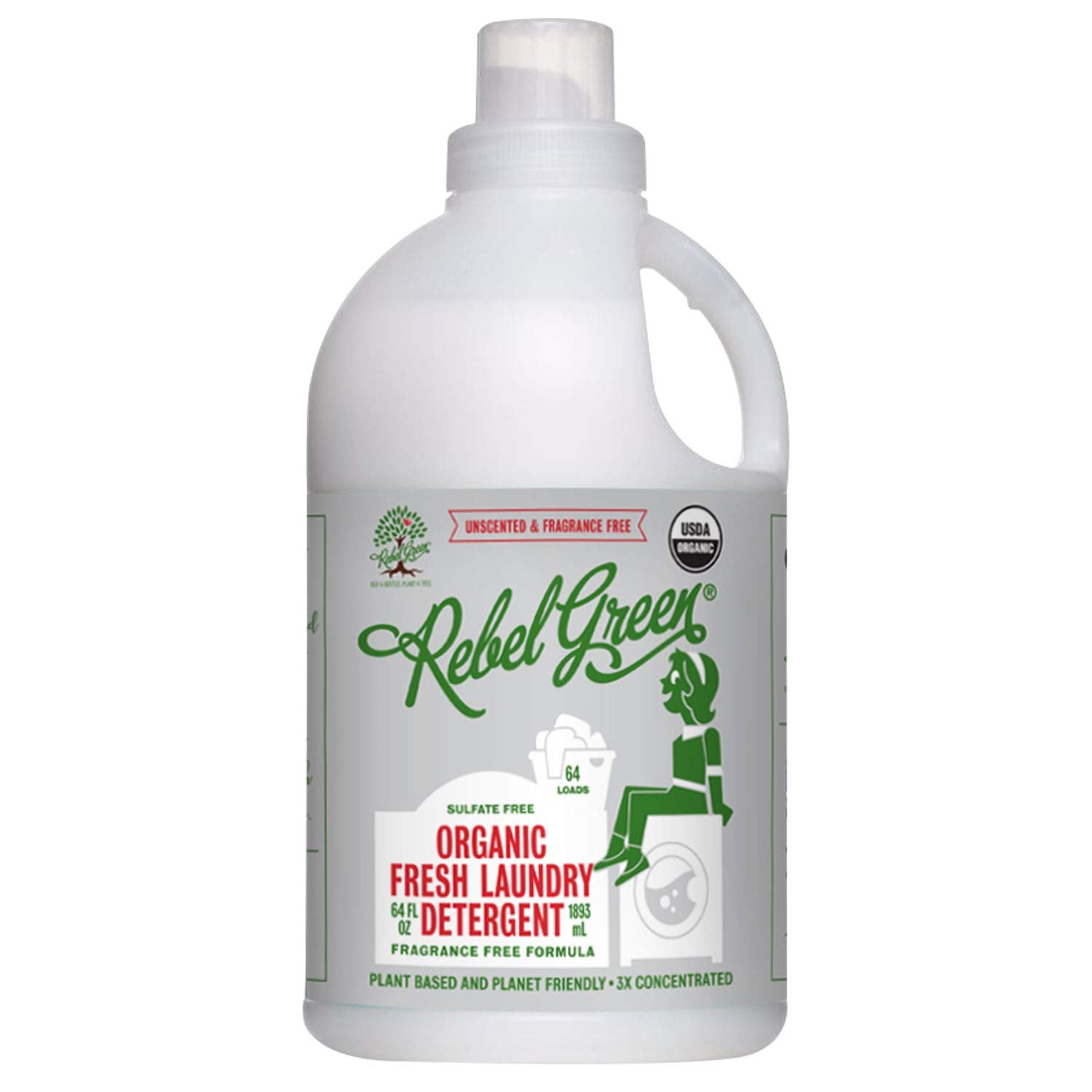 Rebel Green Organic Unscented Fresh Laundry Detergent, 64 FZ