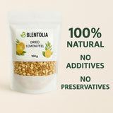 Blentolia Dried Lemon Peel - 100% Natural, Sun-Dried, Zesty Lemon Flavor - Ideal for Herbal Teas, Baking, Cooking & DIY Skincare - 160g Resealable