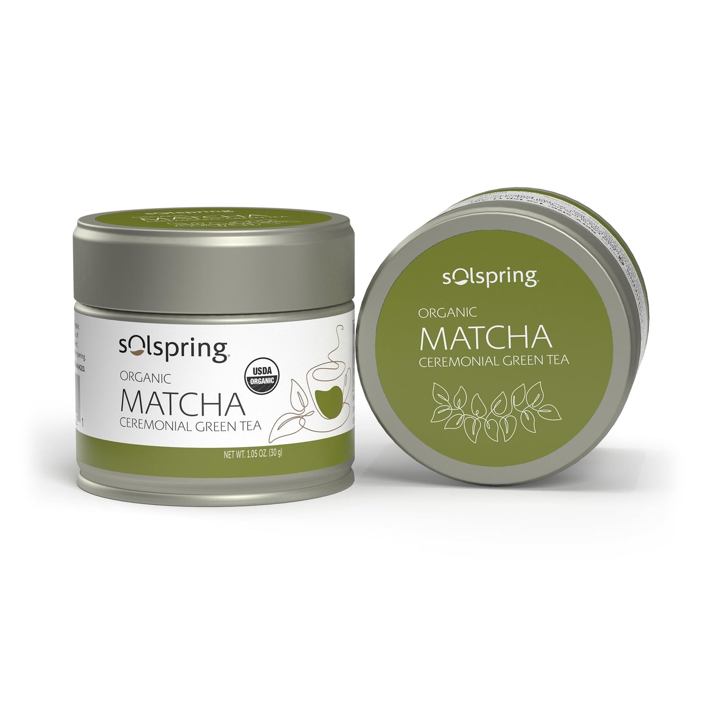 Solspring Organic Matcha Ceremonial Green Tea, 23 Servings (1 Tin), Certified USDA Organic, Non-GMO, Gluten Free, Soy Free, Dr. Mercola