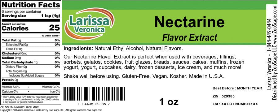 Nectarine Flavor Extract (1 oz, ZIN: 529385)