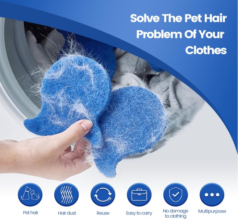 Pishengfa Pet Hair Remover Balls for Washing Machine,Pet Hair Remover for Laundry,Reusable Hair and Lint Catcher,Dogs and Cats Hair Catcher,Non-Toxic