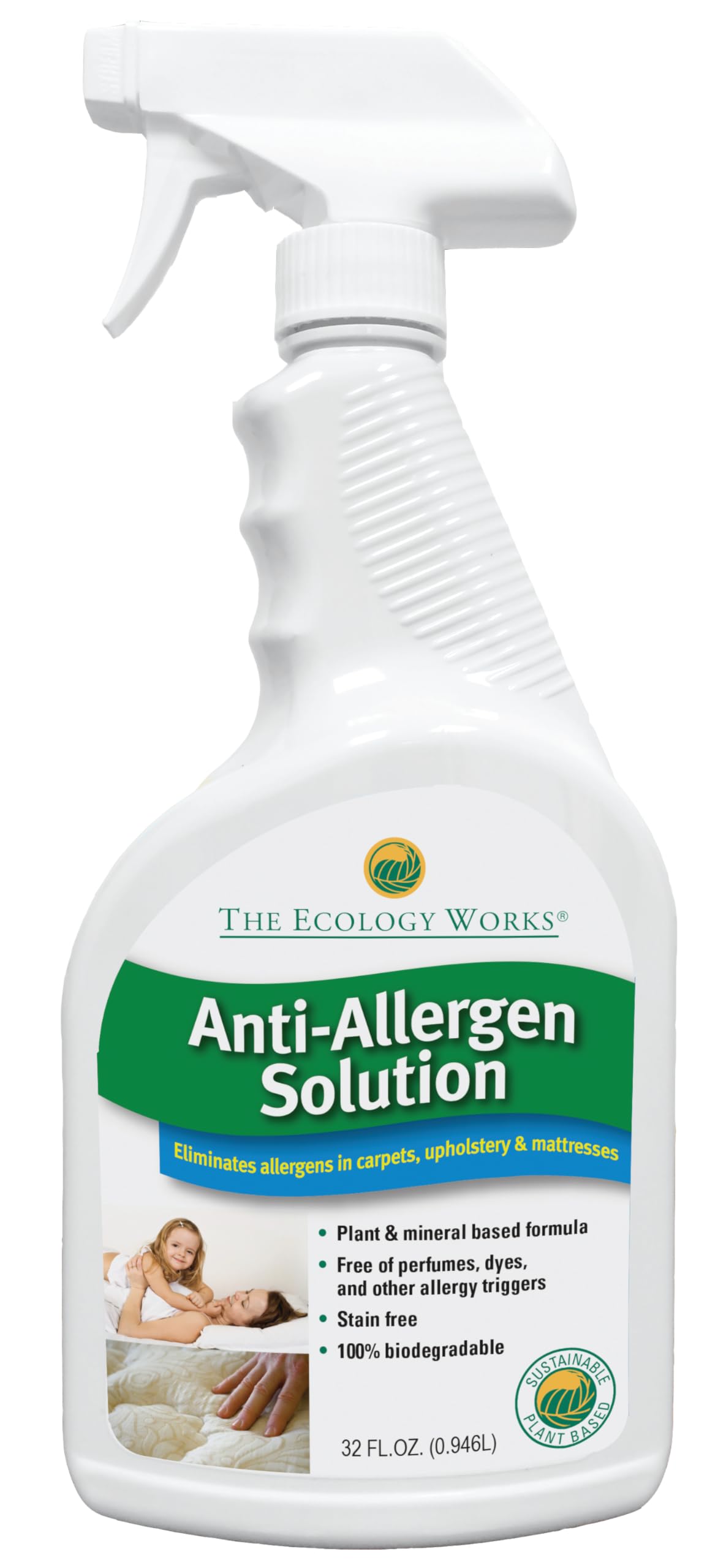 Ecology Works Anti-Allergen Solution - For Cleaning Home, Bedding, & Furniture Naturally with E book Tips