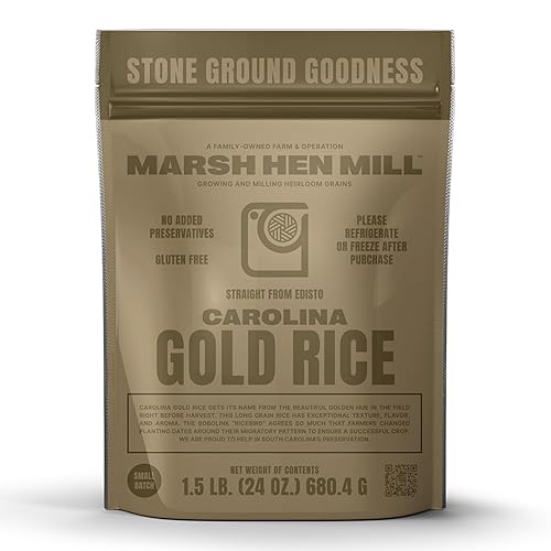 Marsh Hen Mill Carolina Gold Rice | Premium Long Grain White Rice with Exceptional Aroma, Nutty Almond & Floral Notes | Gluten-Free & Non-GMO | Ideal for Home Cooks & Chefs | 24 oz (Pack of 1)