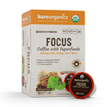 Focus Coffee with Superfoods - Organic Probiotic Mushroom Coffee Pods, Supports Healthy Focus & Digestion, Infused with Ashwagandha, Lion's Mane