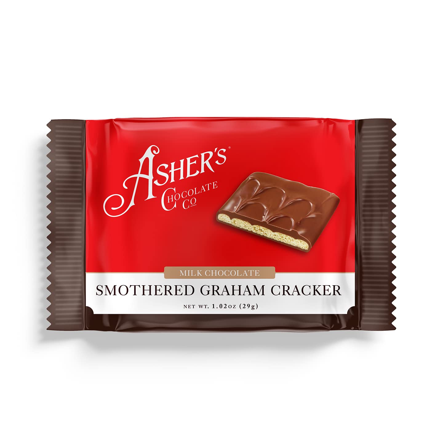 Asher's Chocolates, Chocolate Covered Grahams, Gourmet Sweet and Salty Candy, Individually Wrapped Snack, Family Owned Since 1892 (Milk Chocolate, 18
