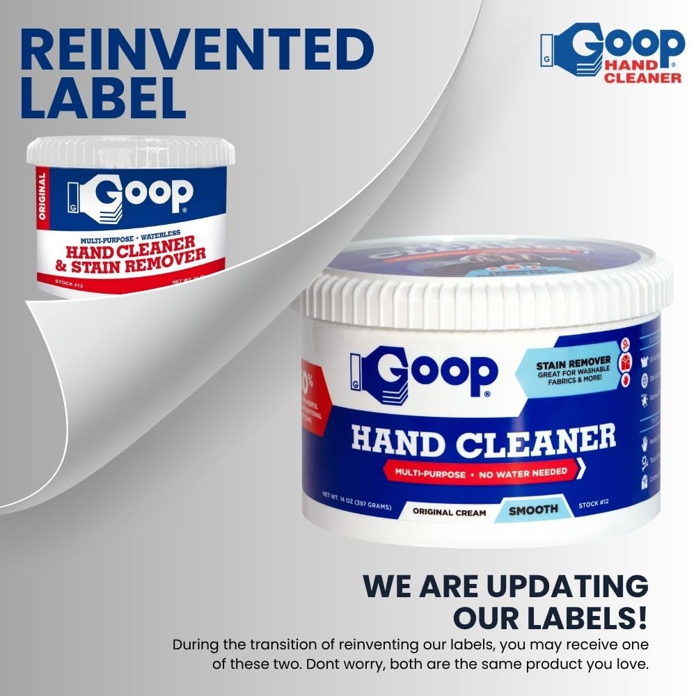GOOP Original Multi-Purpose Waterless Hand Cleaner and Stain Remover - 14 oz Can (Pack of 4)