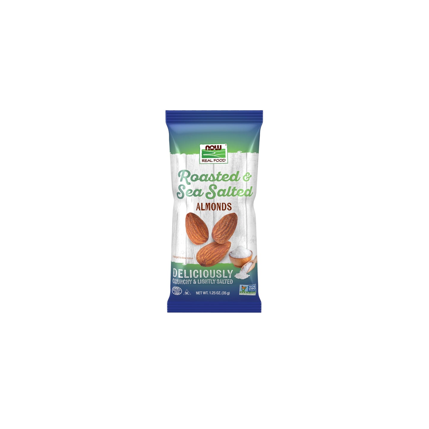 NOW Foods, Almonds, Roasted with Sea Salt, Source of Protein, Fiber and Healthy Fatty Acids, Grown in the USA, Certified Non-GMO, 10 Single Packets