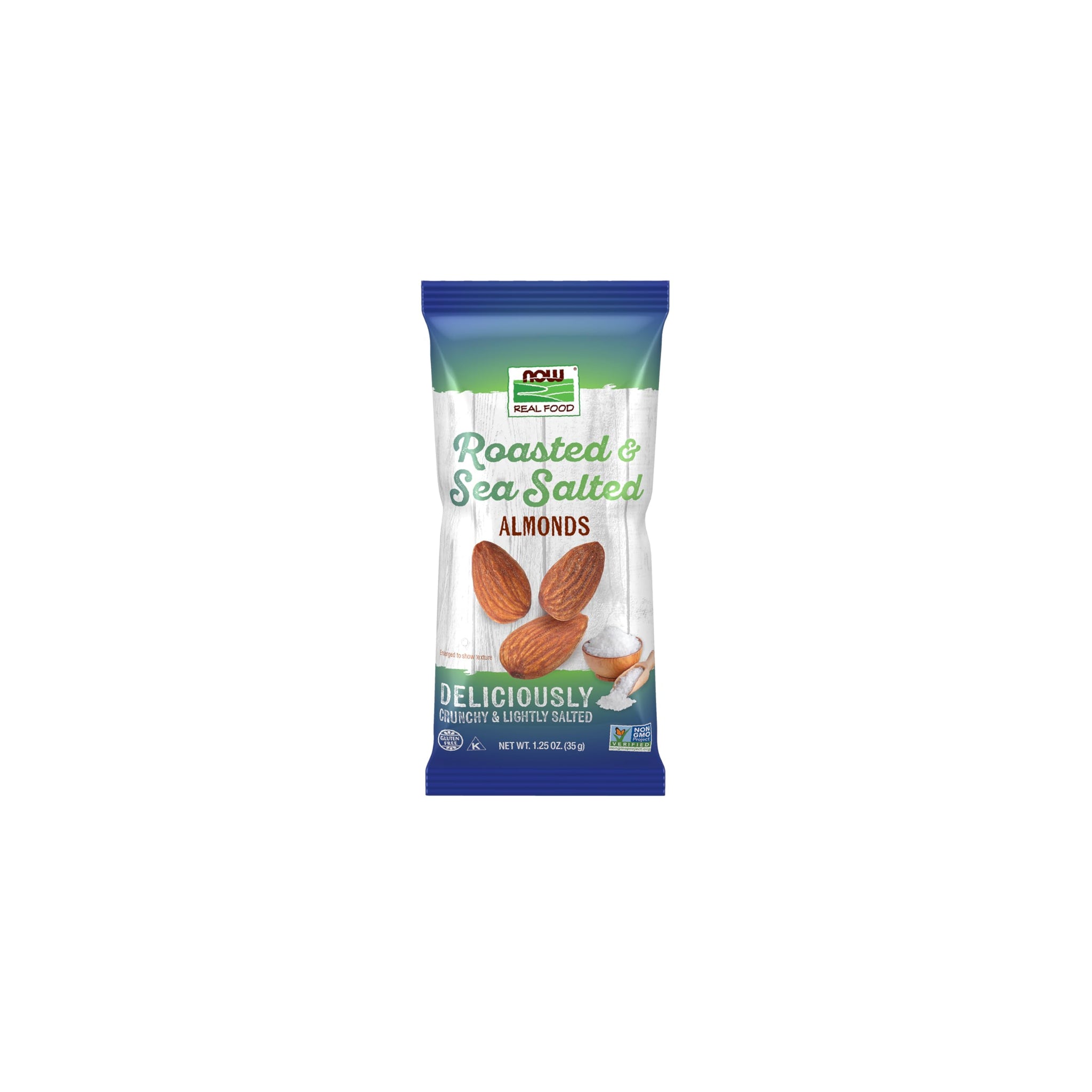 NOW Foods, Almonds, Roasted with Sea Salt, Source of Protein, Fiber and Healthy Fatty Acids, Grown in the USA, Certified Non-GMO, 10 Single Packets