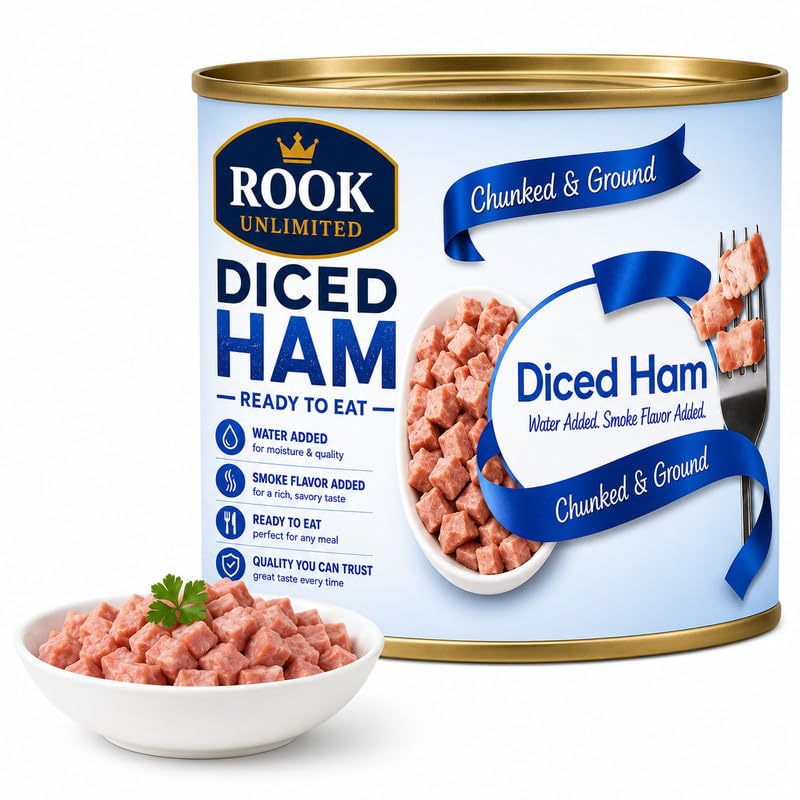ROOK UNLIMITED Smoked Diced Ham, Water Added, 5 oz Can