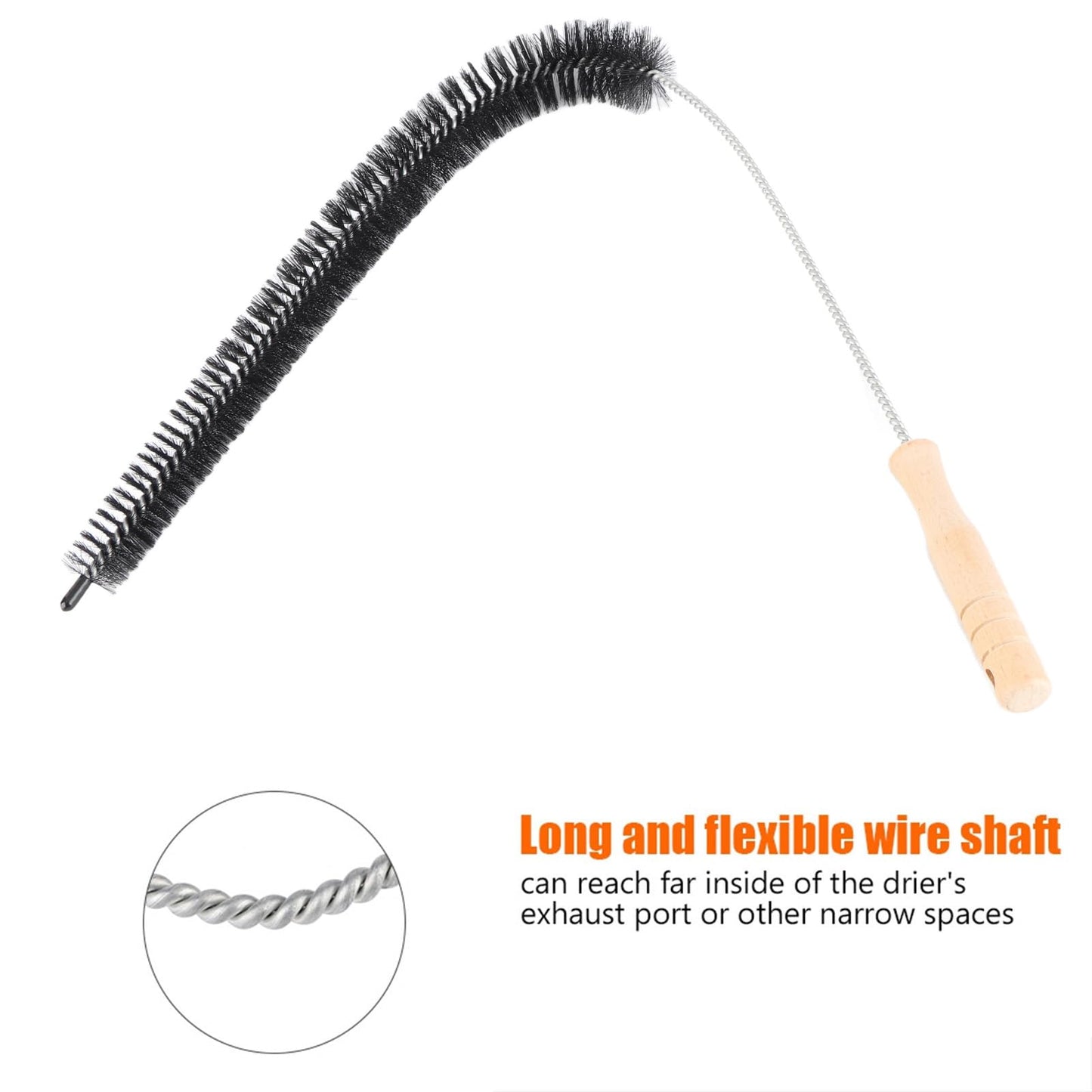 Dryer Vent Cleaner- 72cm Flexible Long Rod Brush-Sewer Drain Brush/Radiator Refrigerator/Washing Machine Tool Coil Brush for Dirt Dust Lint Blockage