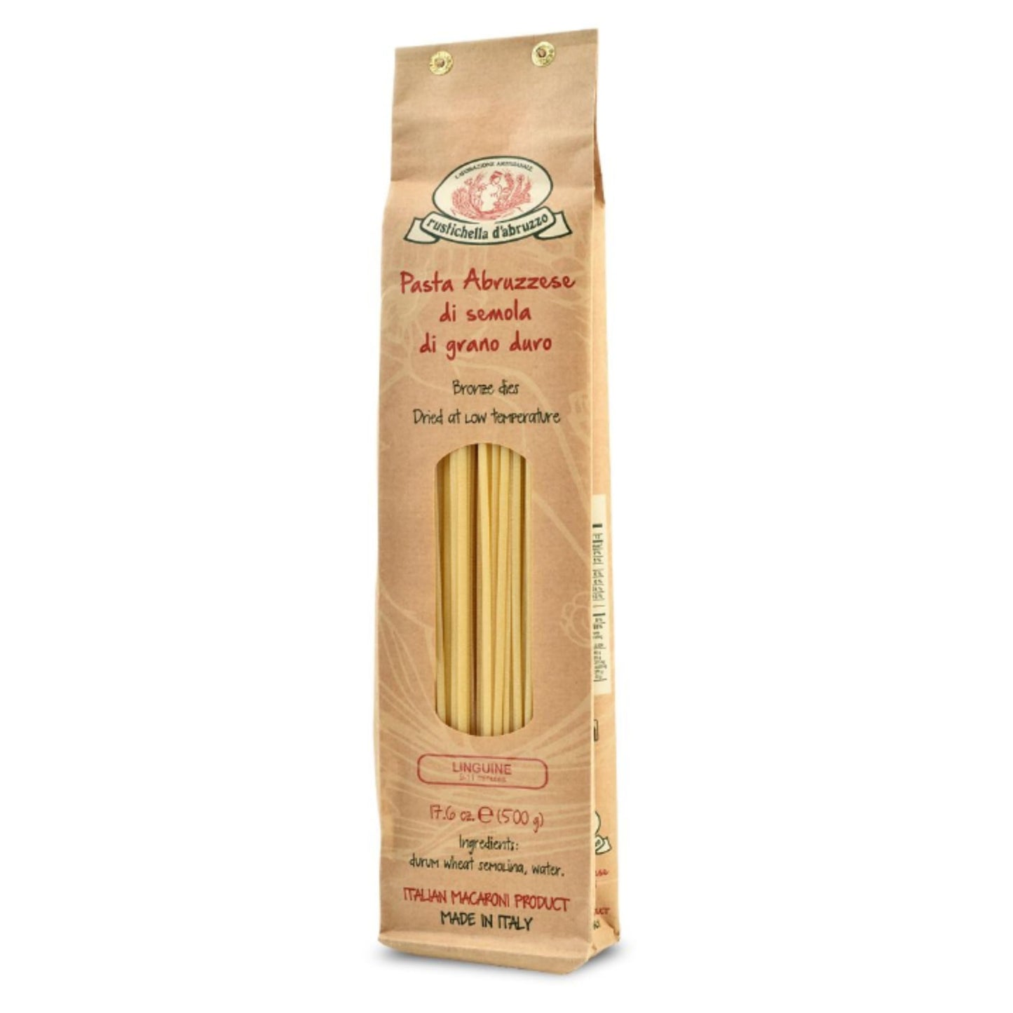 Rustichella d'Abruzzo Linguine (Pack of 2), 500g Each - Classic Italian Long Pasta - Tongue-Shaped Bavette for Fish and Shellfish Sauces