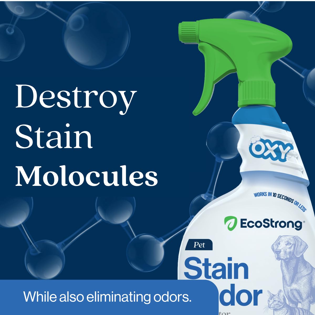 Oxy Pet Carpet Cleaner Spray | Pet Stain Remover for Pet Urine, Cat Pee, Dog Poop | Deep Spot Treating Action on Carpeting, Upholstery, Laundry, Pet