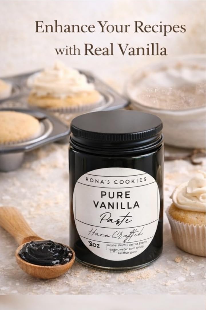 Rona's Cookies Vanilla Bean Paste, 8oz, Pure Vanilla Bean