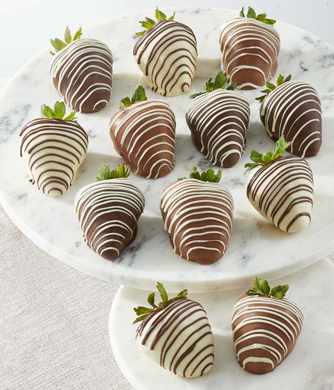 From You Flowers Belgian Chocolate Covered Strawberries - 12 Fresh Dipped Milk, White & Dark Chocolate Berries for Birthday & Anniversary