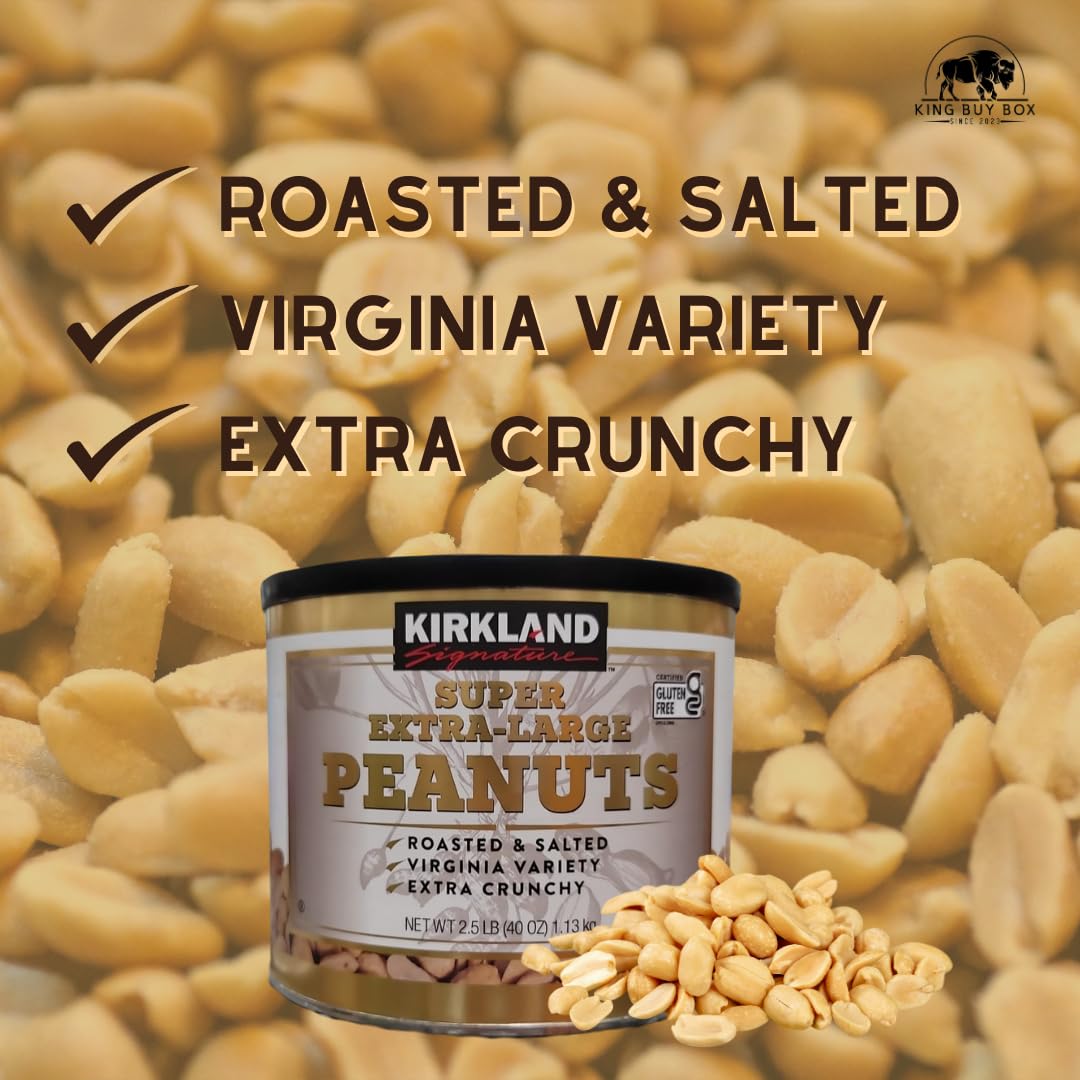 Kirkland Signature Super Extra-Large Peanuts 2.5 lbs + KING BUY BOX 1 Cup - Bundle of 2 Items