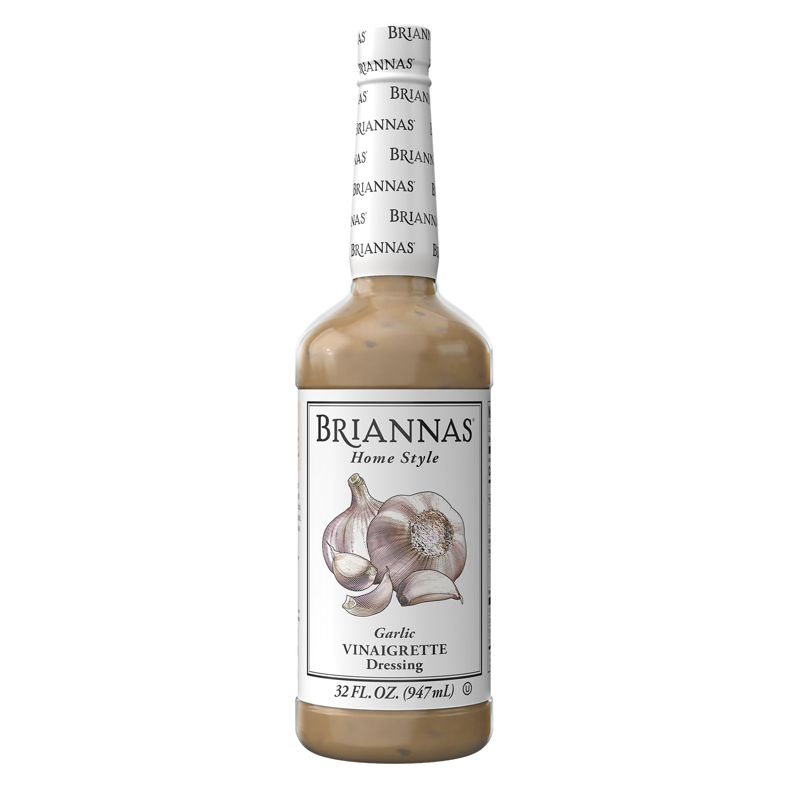 BRIANNAS - Home Style Garlic Vinaigrette Dressing - Fine Salad Dressing made with Premium Ingredients - Gluten Free, Vegan, & Kosher Dressing - 32 oz