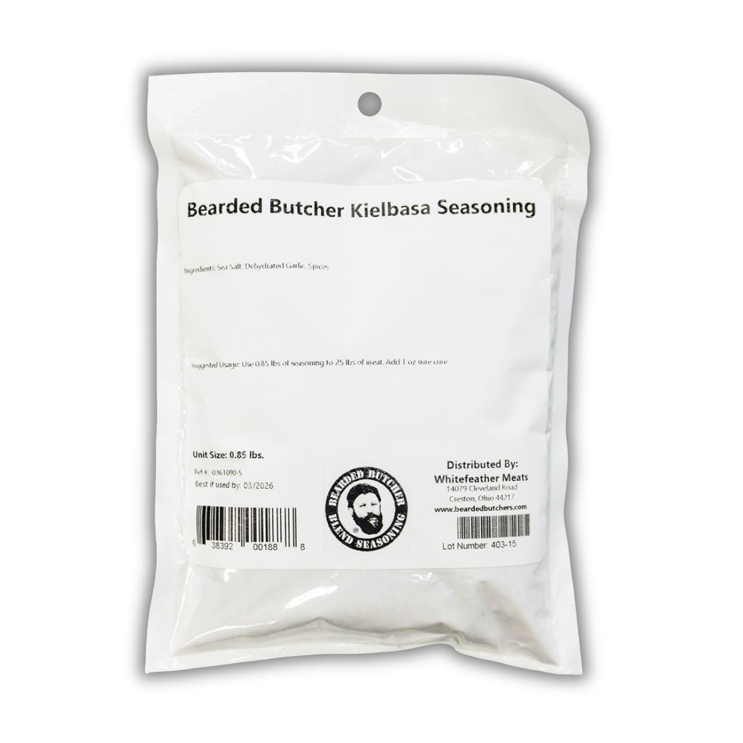 Bearded Butchers Kielbasa Seasoning, 13.6 oz - For Up to 25 lbs of Meat - Mild, Clean, and Delicious Spice Blend - Perfect for Fresh or Smoked