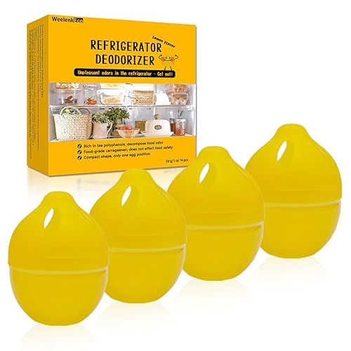 WeelenkEco Refrigerator Deodorizer - More Effective Than Baking Soda, Effectively removes stubborn refrigerator odors, Natural Gel (4 Pcs/Lemon