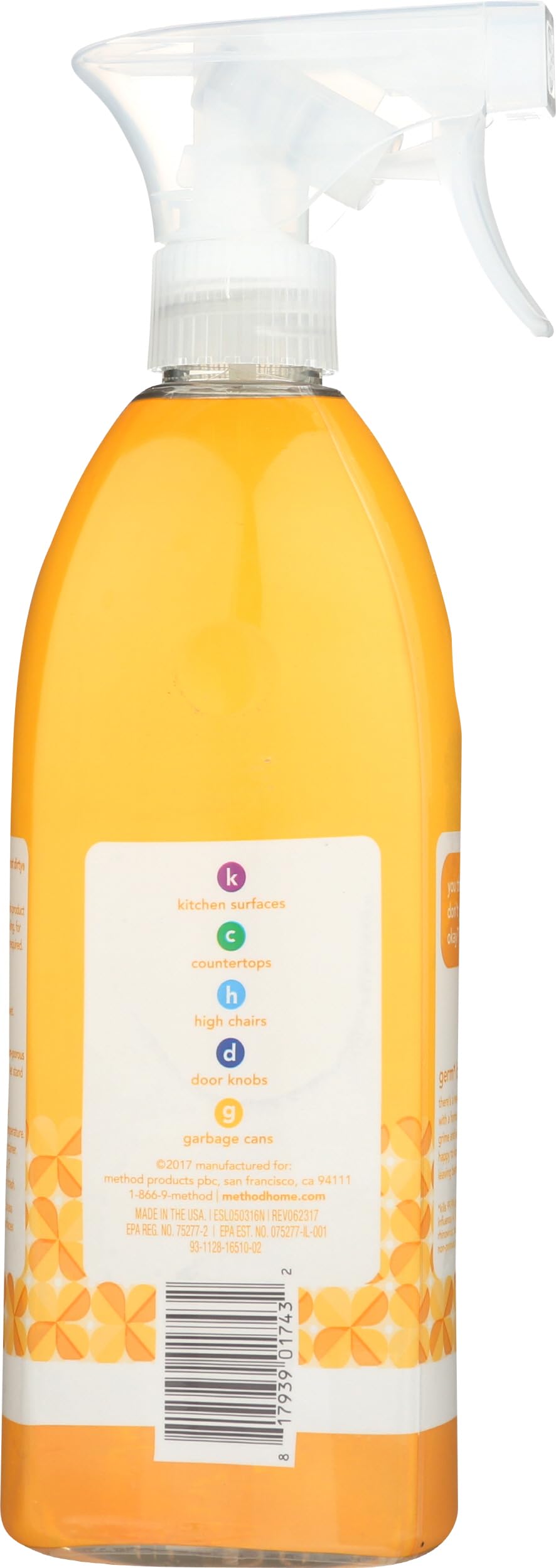 Method Antibacterial All-Purpose Cleaner Spray, Citron, Kills 99.9% of Household Germs, 28 Fl Oz