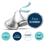 Darling Souvenir 190 Pcs Blue Happy Retirement Chocolate Drop Label- Self-Adhesive Candy Wrappers for Farewell Celebration, New Journey Party