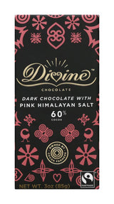Divine Chocolate Chocolate Bar Dark Pink Himalian Salt, 3 Ounce