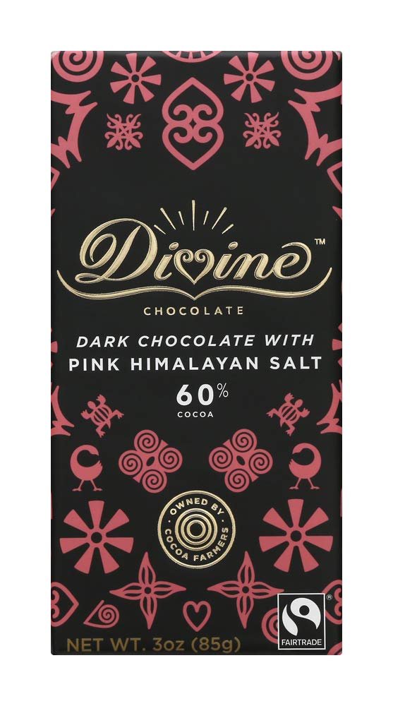 Divine Chocolate Chocolate Bar Dark Pink Himalian Salt, 3 Ounce