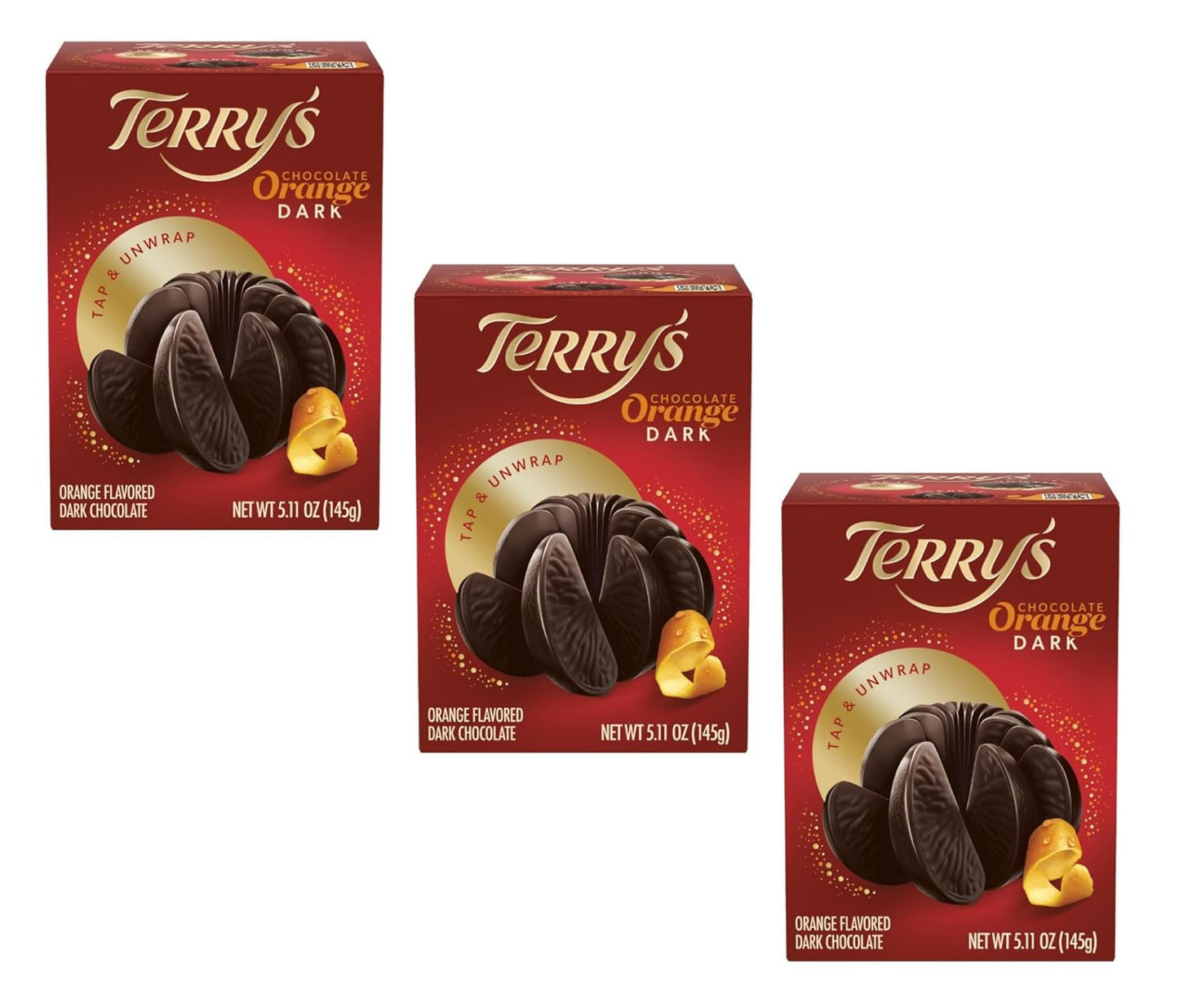 Terry's Dark Chocolate Orange - Pack of 3-5.11 oz - Holiday Classic Dark Chocolate Orange