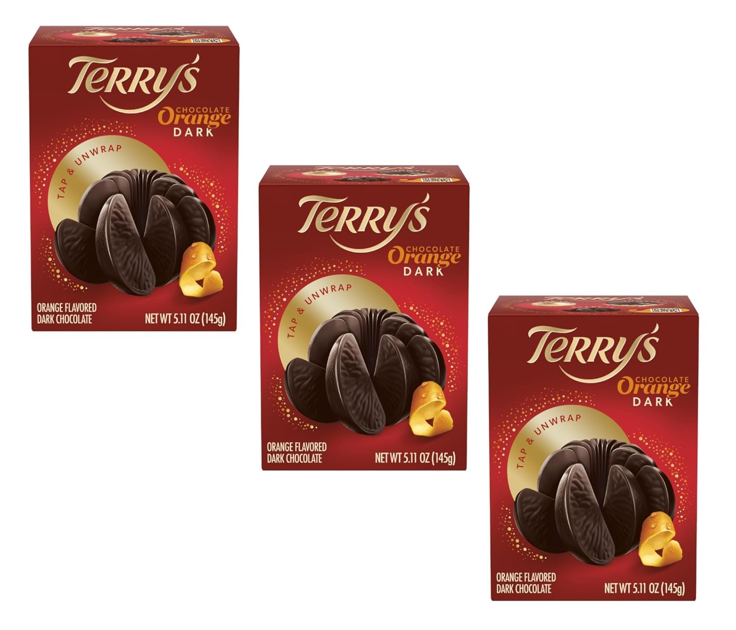 Terry's Dark Chocolate Orange - Pack of 3-5.11 oz - Holiday Classic Dark Chocolate Orange