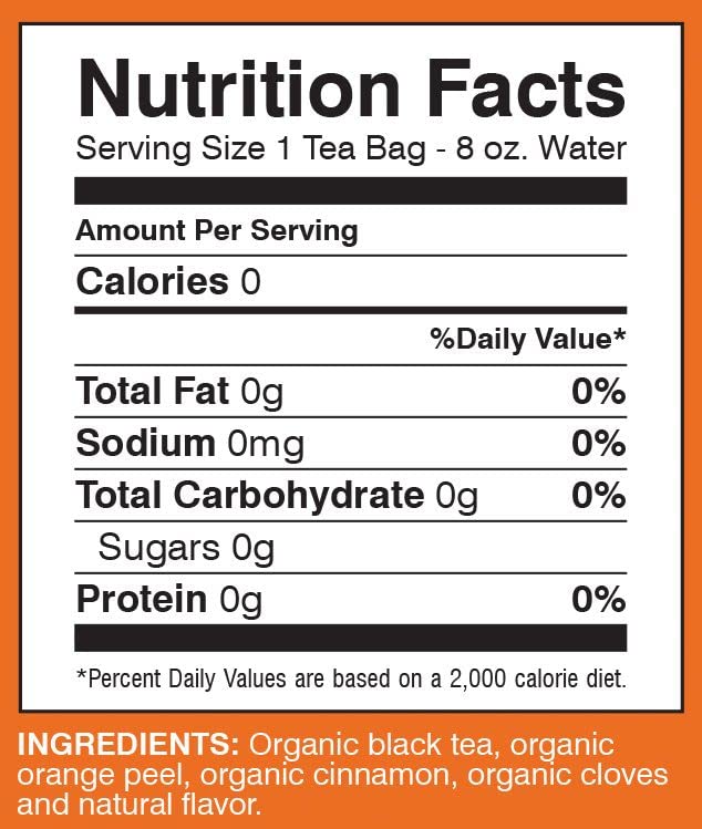 Davidson's Organics, Orange Spice, 25-count Tea Bags, Pack of 6