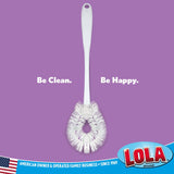 LOLA Toilet Bowl Brush w/Curved Head, Coated Wire, Durable Poly Bristles, Reaches Under Toilet Bowl Rim, 1 Pack