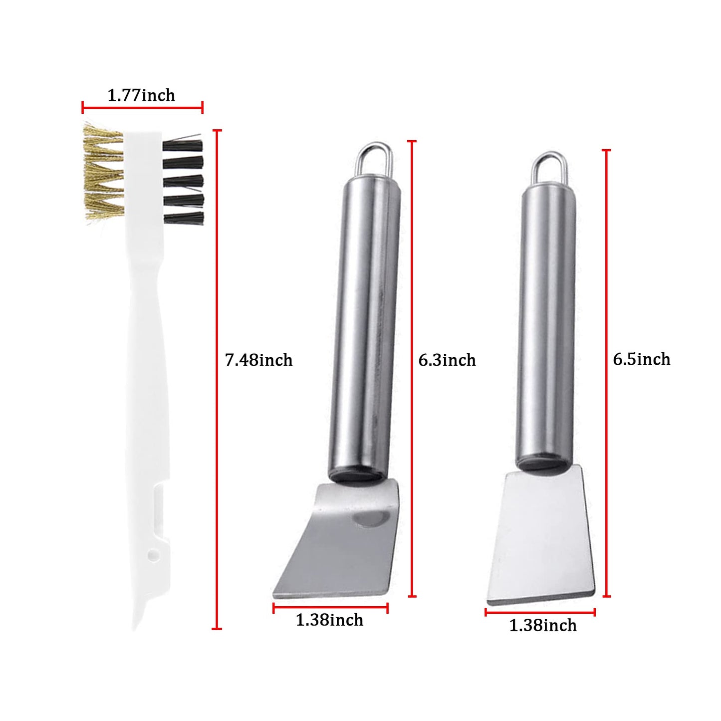 BetterJonny 3 Pcs Kitchen Cleaning Scrub Brush Set, Brass Wire Rust Cleaner Brushes & Cooktop Scraper, Perfect for Pots, Pans, Kitchen, Tile