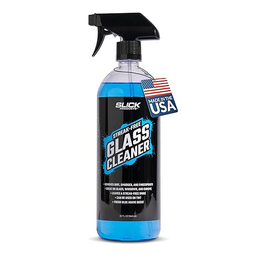 Slick Products Streak-Free Glass Cleaner - Ammonia-Free Window, Mirror, Chrome & Tint Cleaner - Removes Dirt, Smudges & Fingerprints - Ready-to-Use