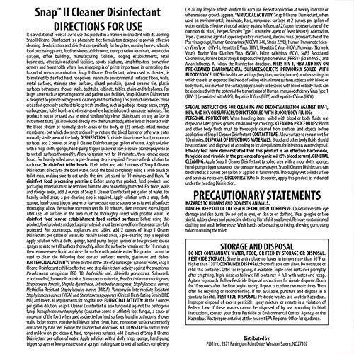 Snap II Cleaner Disinfectant, Cleans, Disinfects and Deodorizes, Concentrated Cleaner, Sanitizer, Fungicide, Virucide and Mildewstat, Phosphate Free