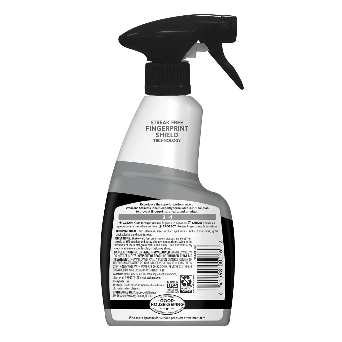 Weiman Stainless Steel Cleaner & Polish, 2 Pack, Anti Fingerprint Spray Stainless Steel Cloth, Water Spots & Grease, No Streaks or Residue, Safe