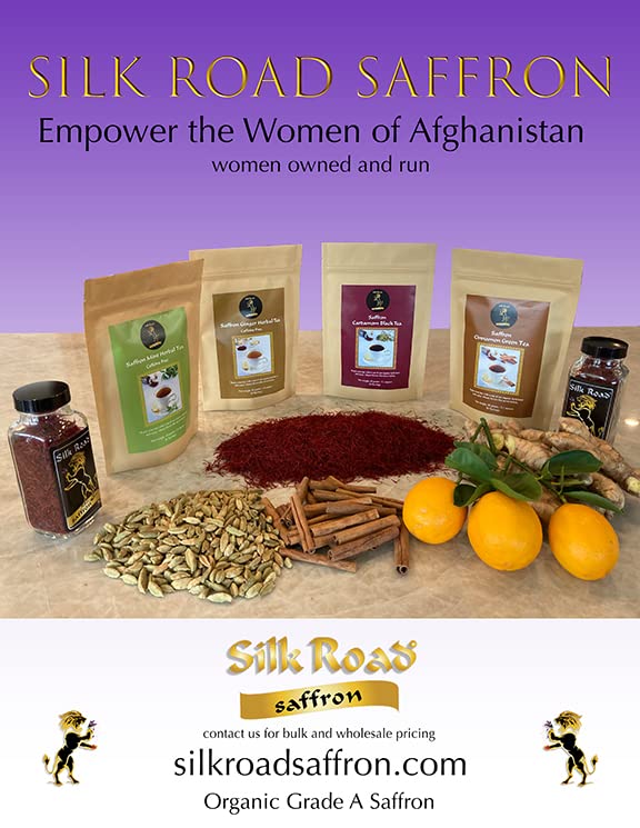 Organic Saffron Organic Ginger Herbal Tea - for better health and wellness (Pack of 1, Saffron Cardamom Black Tea)