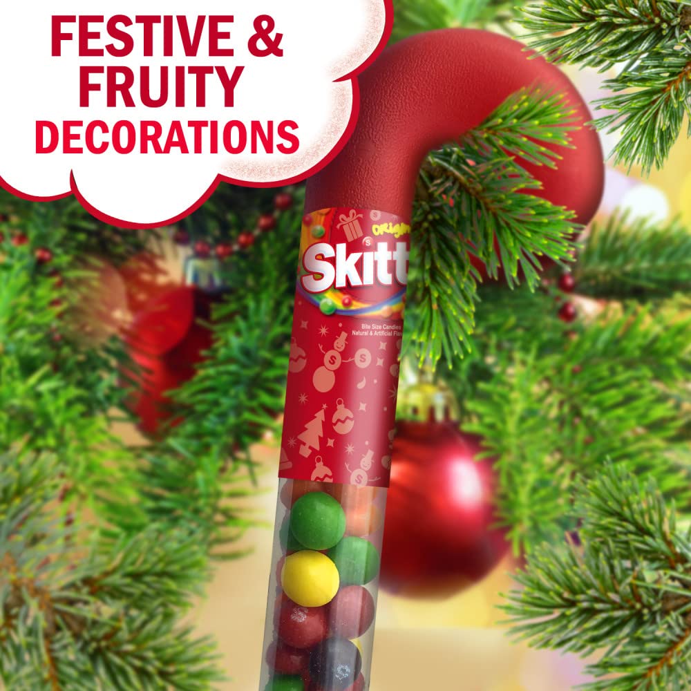 SKITTLES Original Christmas Chewy Candy Cane Gift, 2.6 oz