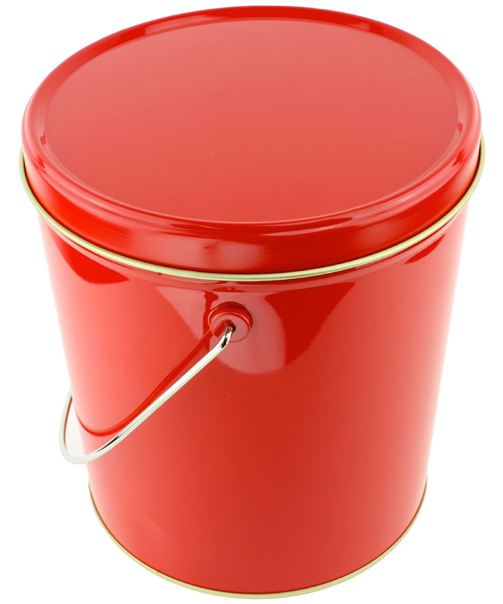 Signature Popcorn - 1-Gallon Solid Red Reusable Metal Tin, Perfect Duo (Caramel & Cheese Mix), Holiday Gift
