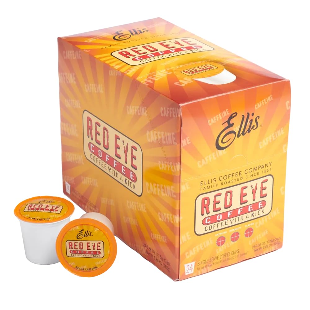 Ellis Coffee - Red Eye - Double Caffeinated Dark Roast - Single Serve Coffee Pods - For Use in Most K-cups and Keurig 2.0 Brewers - 24 Coffee Pods