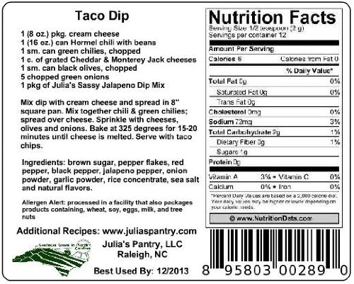 Julia's Sassy Dip Mix Jalapeno