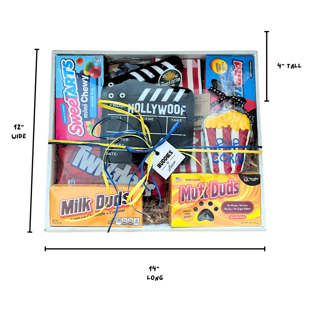 Gift Basket For Dog and Dog Owners, Movie Night Theme with Snacks Included, Dog Treats, Adult Snacks, Dog Toy, Holiday Gift Basket For Loved Ones